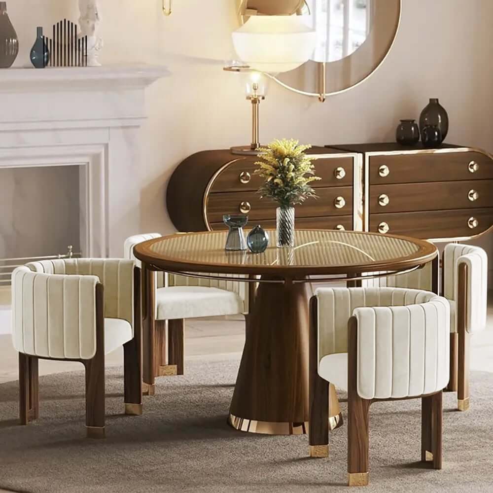 Modern Velvet Barrel Chair With Birch Legs