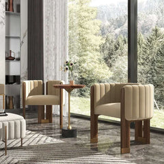 Modern Velvet Barrel Chair With Birch Legs