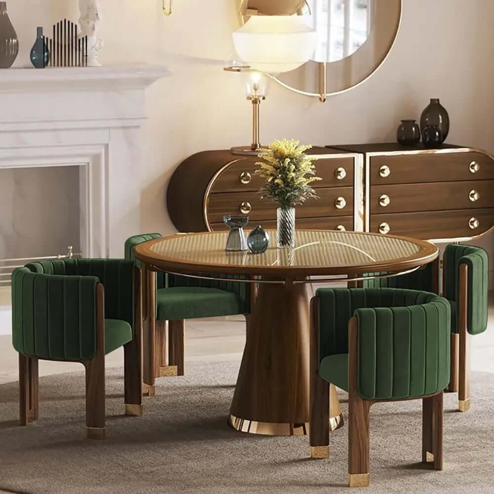 Modern Velvet Barrel Chair With Birch Legs