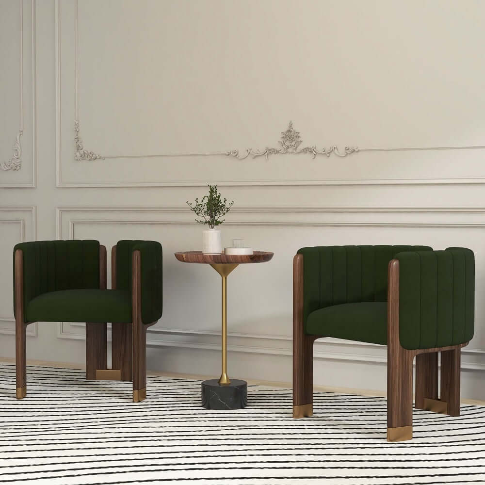 Modern Velvet Barrel Chair With Birch Legs