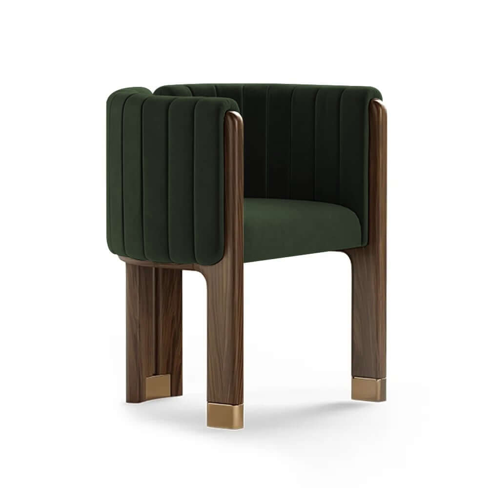Modern Velvet Barrel Chair With Birch Legs