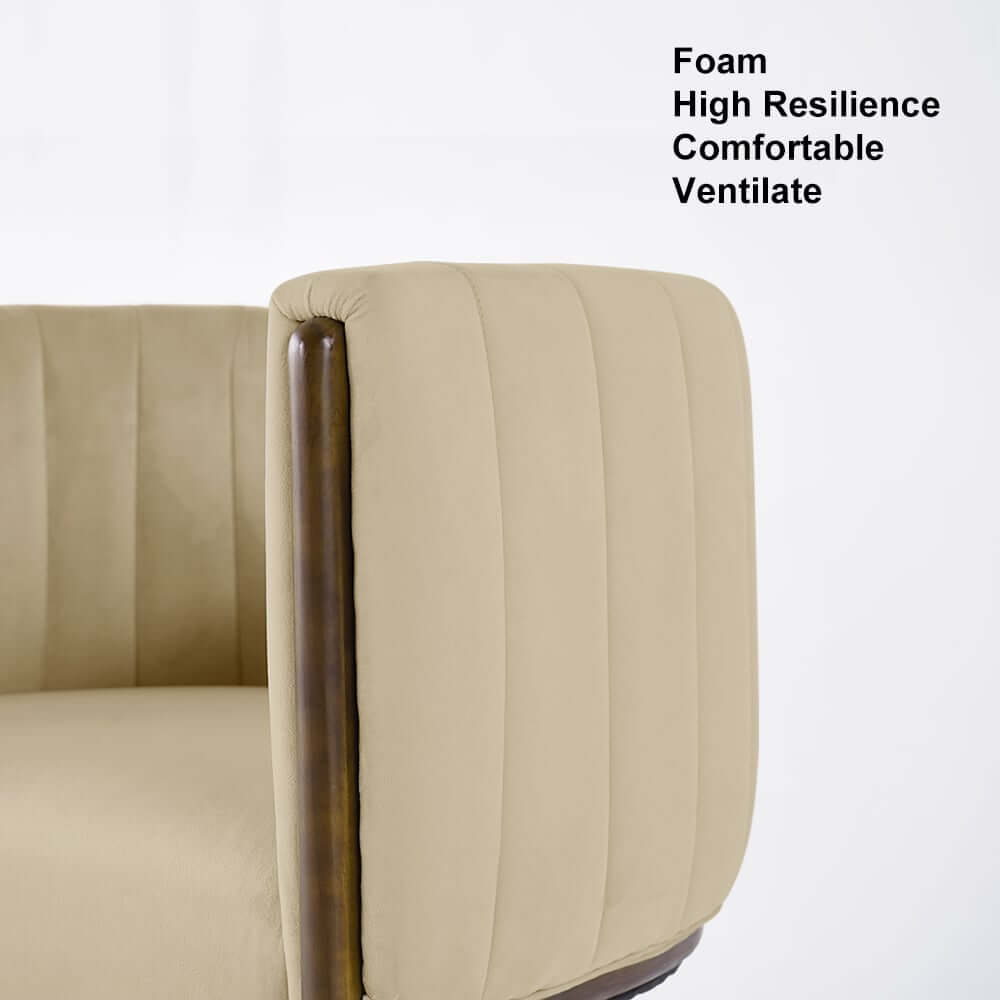 Modern Velvet Barrel Chair With Birch Legs