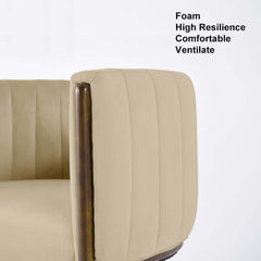 Modern Velvet Barrel Chair With Birch Legs