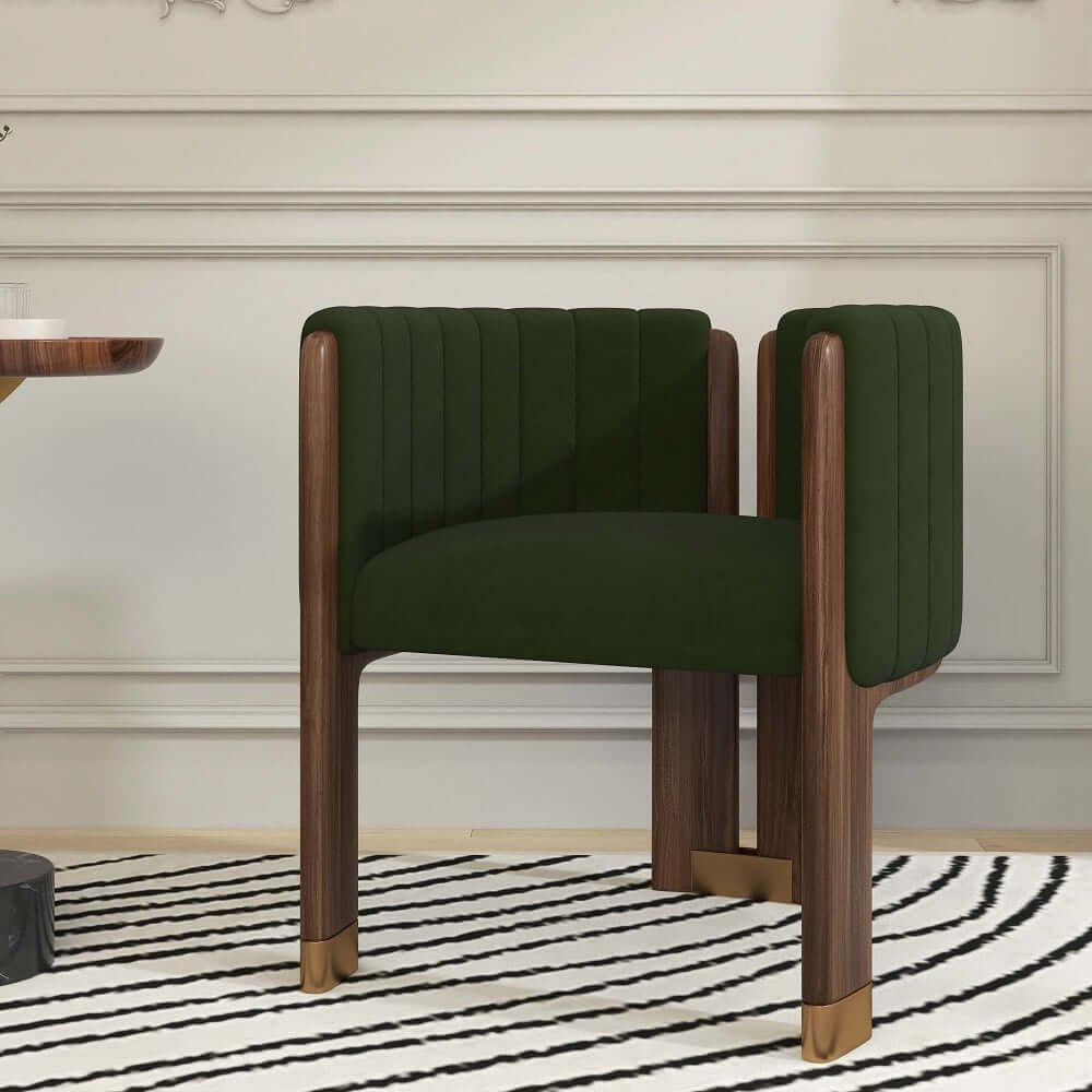 Modern Velvet Barrel Chair With Birch Legs