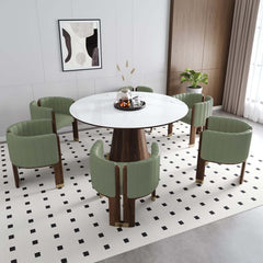 Modern Velvet Barrel Chair With Birch Legs
