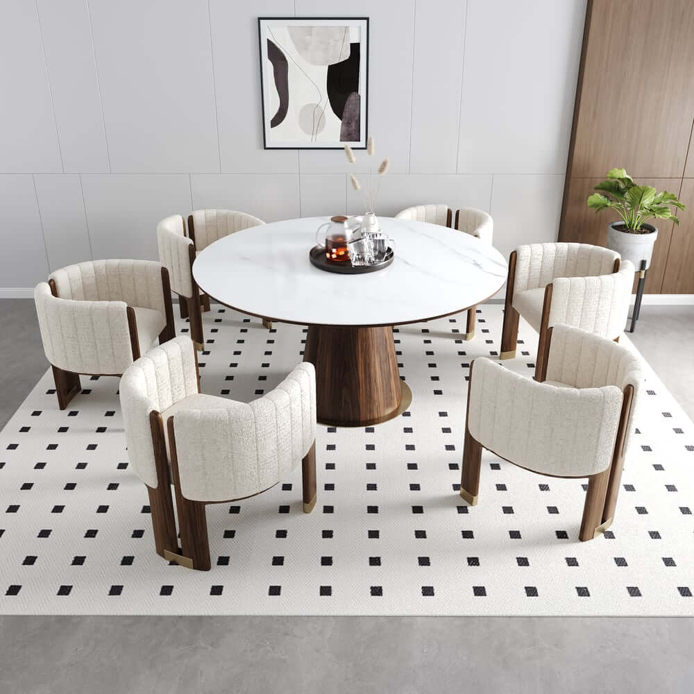 Modern Velvet Barrel Chair With Birch Legs