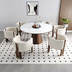 Modern Velvet Barrel Chair With Birch Legs