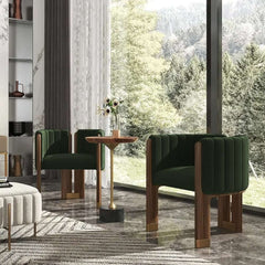 Modern Velvet Barrel Chair With Birch Legs