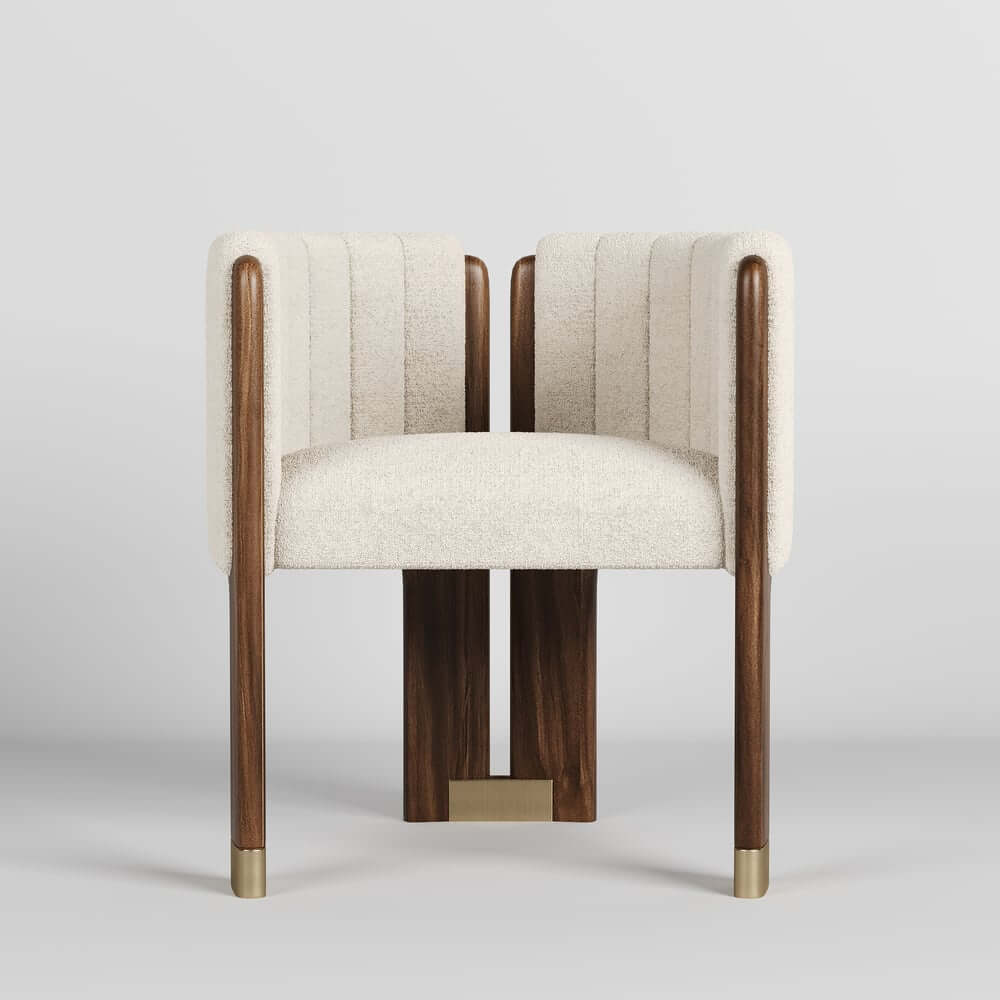 Modern Velvet Barrel Chair With Birch Legs