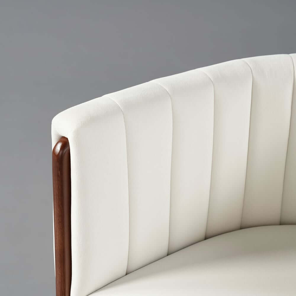 Modern Velvet Barrel Chair With Birch Legs