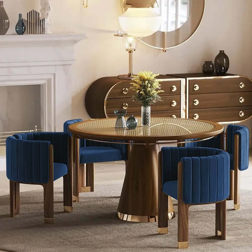 Modern Velvet Barrel Chair With Birch Legs