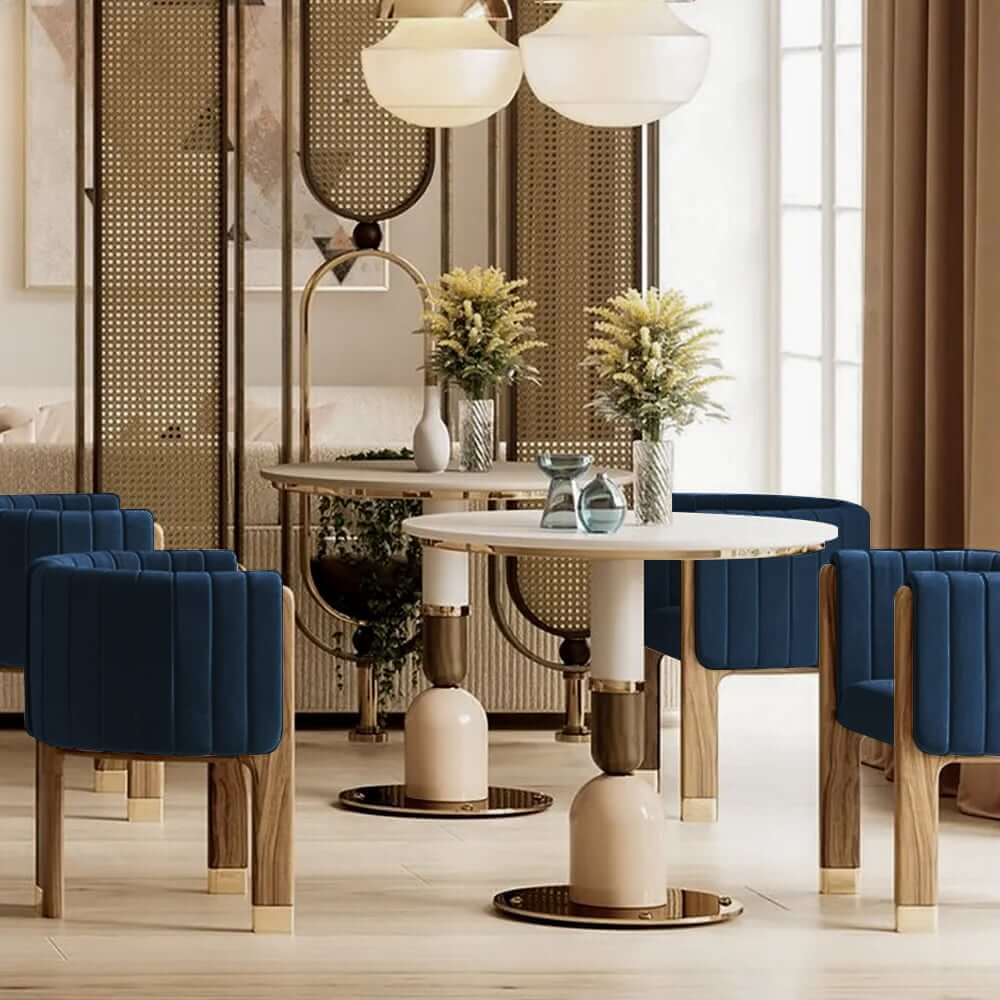 Modern Velvet Barrel Chair With Birch Legs