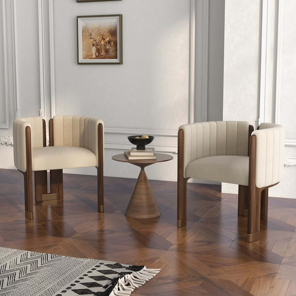 Modern Velvet Barrel Chair With Birch Legs