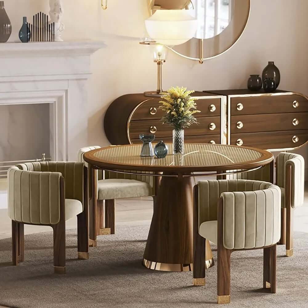 Modern Velvet Barrel Chair With Birch Legs