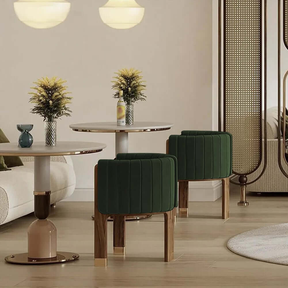 Modern Velvet Barrel Chair With Birch Legs