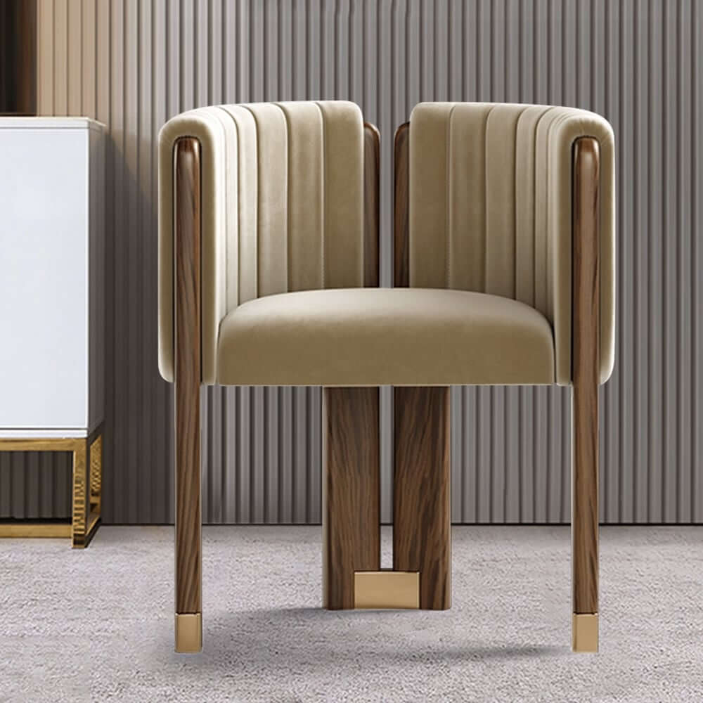 Modern Velvet Barrel Chair With Birch Legs