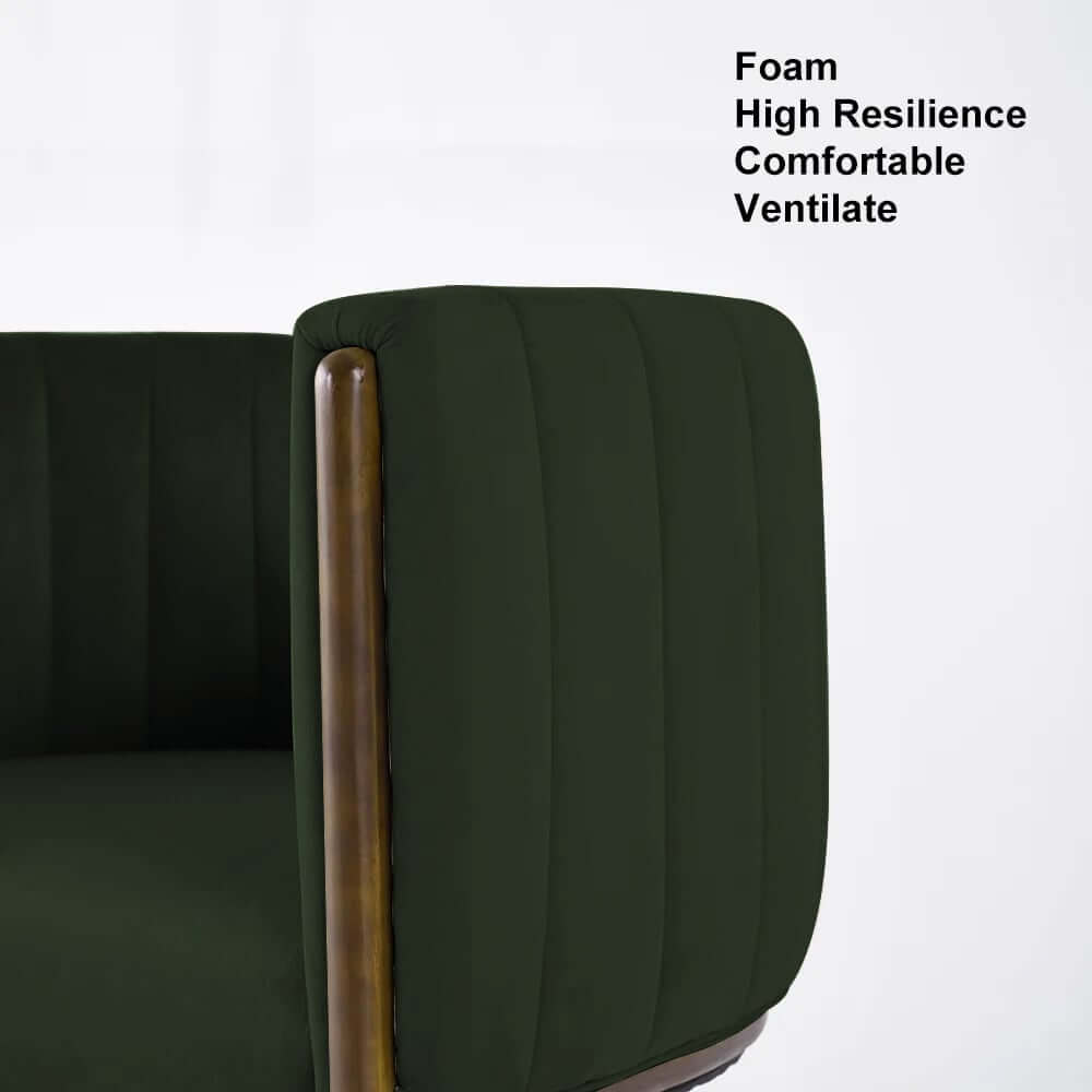 Modern Velvet Barrel Chair With Birch Legs