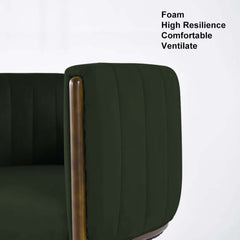Modern Velvet Barrel Chair With Birch Legs