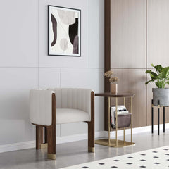 Modern Velvet Barrel Chair With Birch Legs