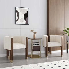 Modern Velvet Barrel Chair With Birch Legs