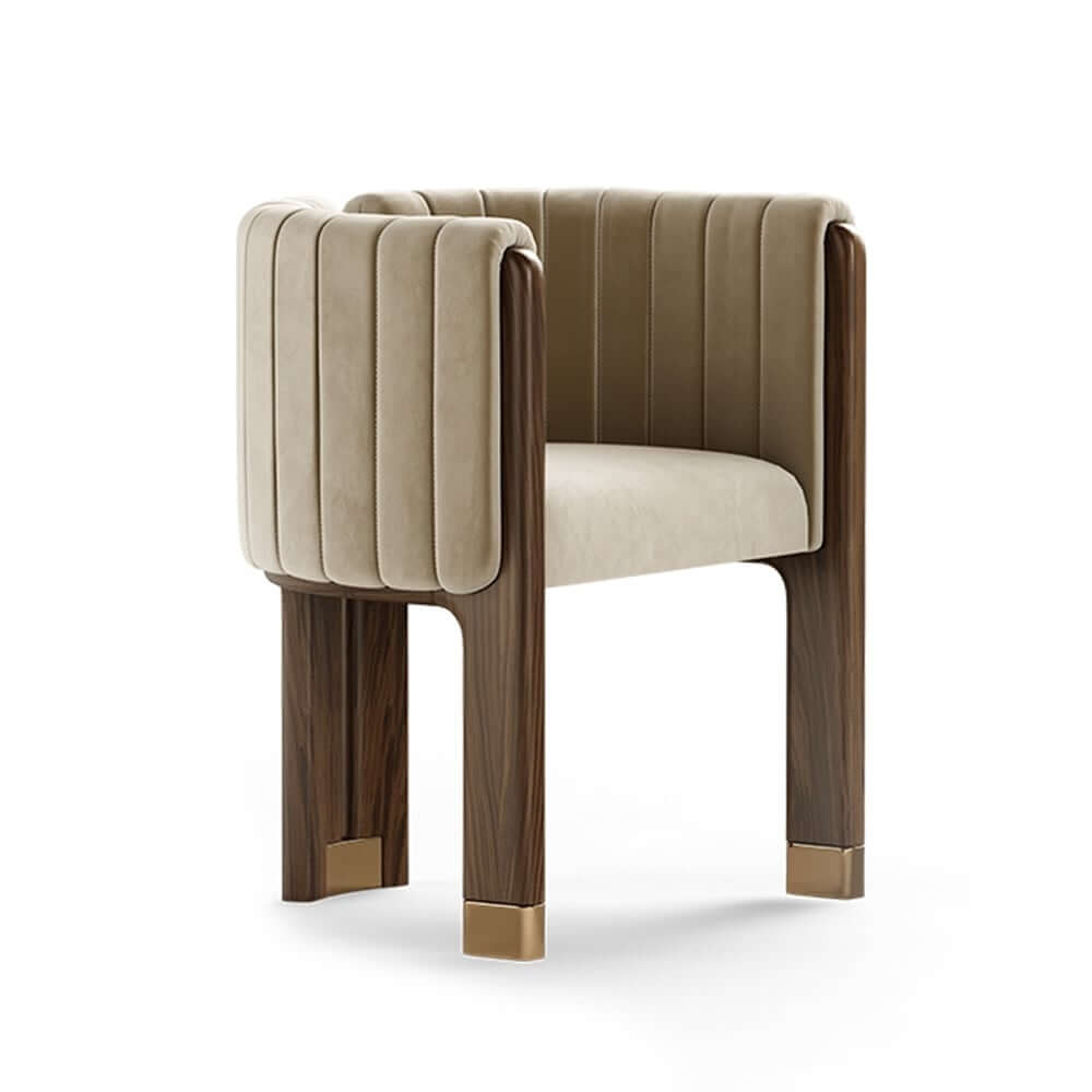 Modern Velvet Barrel Chair With Birch Legs