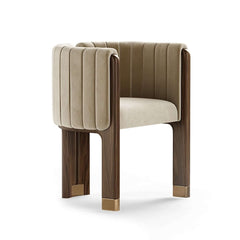 Modern Velvet Barrel Chair With Birch Legs