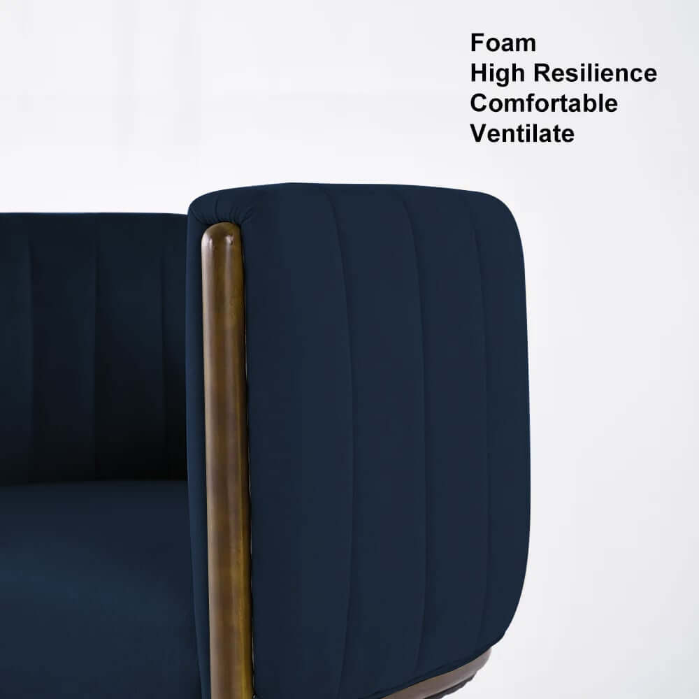 Modern Velvet Barrel Chair With Birch Legs