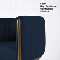 Modern Velvet Barrel Chair With Birch Legs