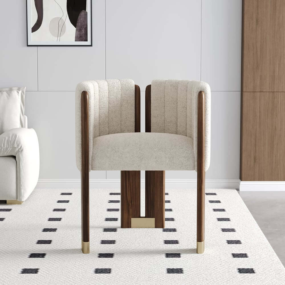 Modern Velvet Barrel Chair With Birch Legs