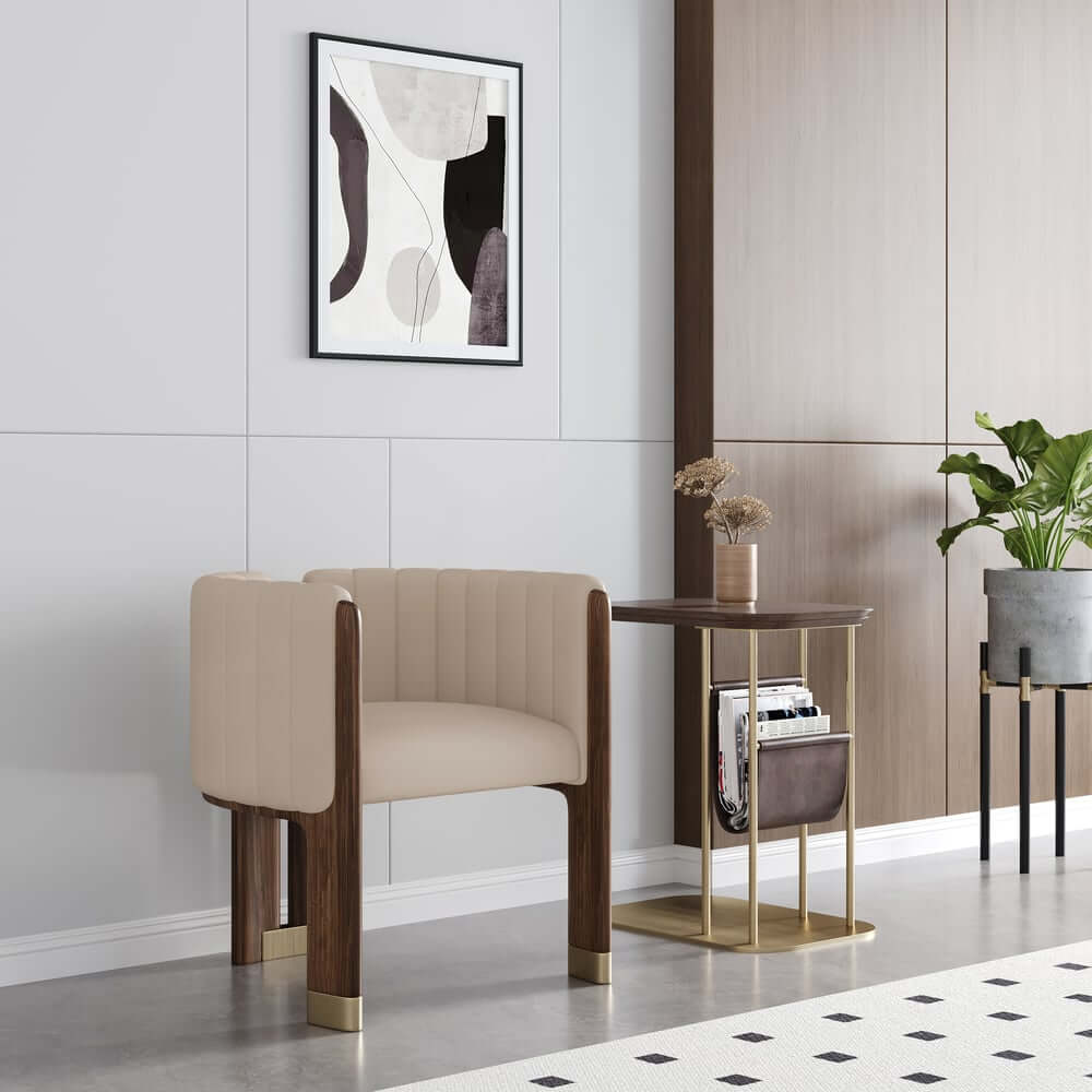 Modern Velvet Barrel Chair With Birch Legs