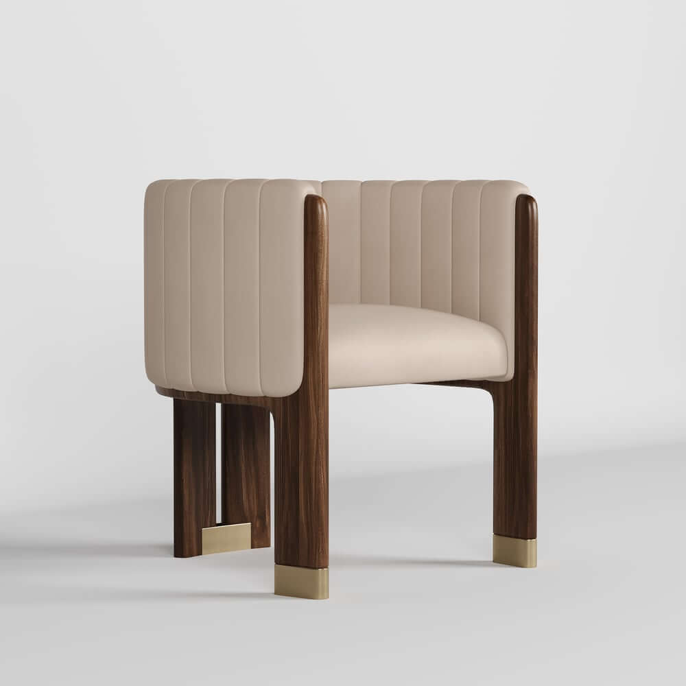 Modern Velvet Barrel Chair With Birch Legs