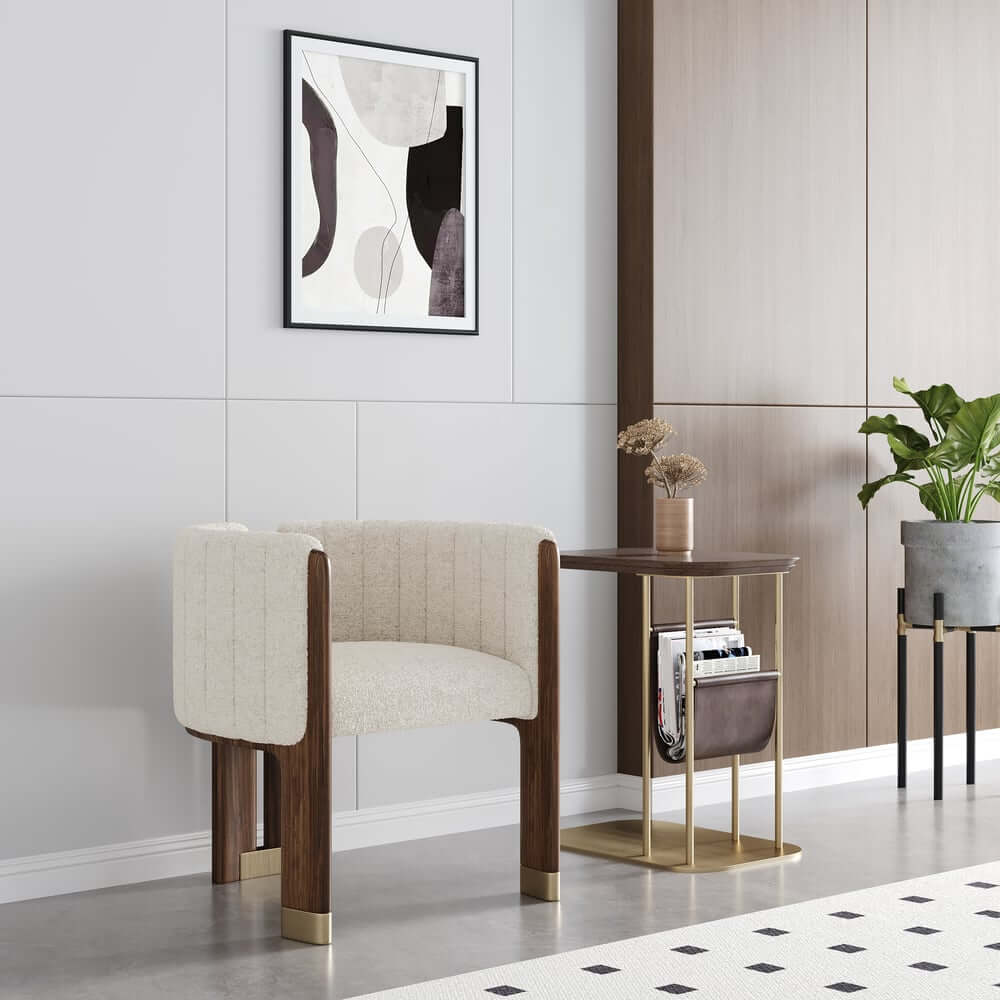Modern Velvet Barrel Chair With Birch Legs