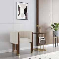Modern Velvet Barrel Chair With Birch Legs