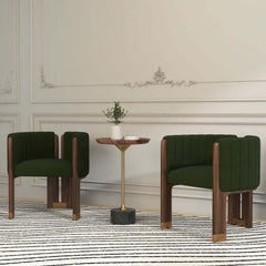 Modern Velvet Barrel Chair With Birch Legs