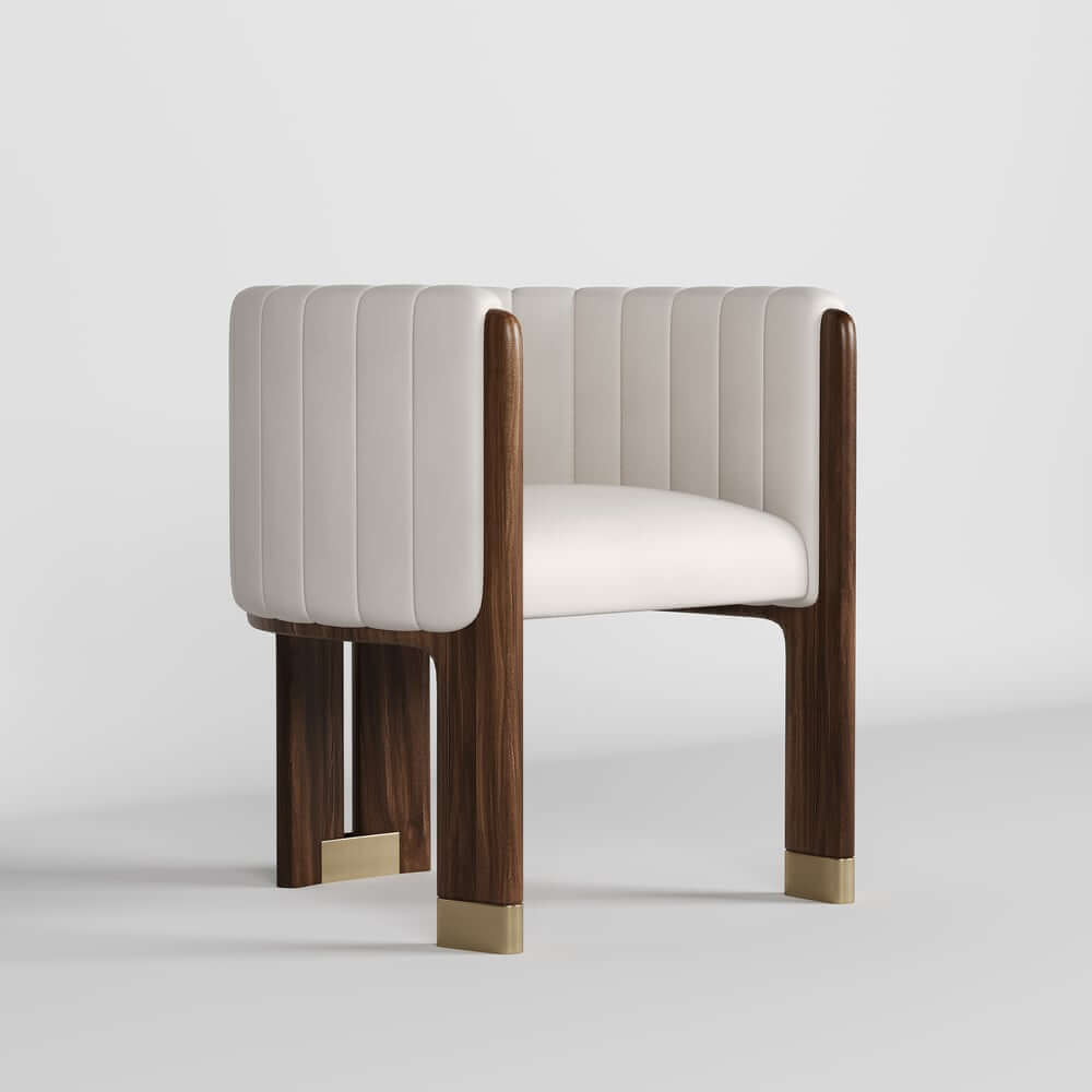 Modern Velvet Barrel Chair With Birch Legs