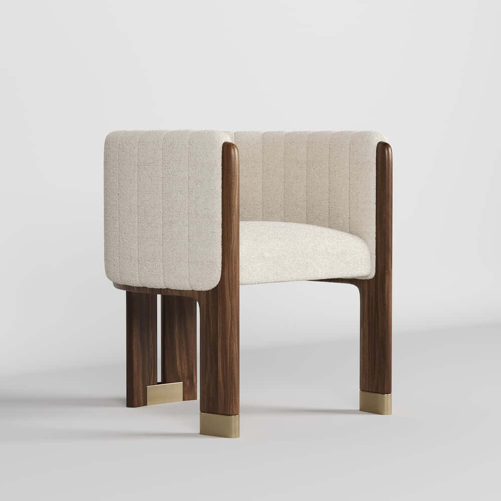 Modern Velvet Barrel Chair With Birch Legs