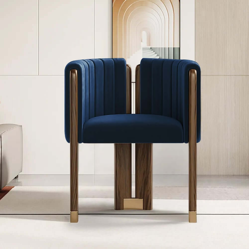 Modern Velvet Barrel Chair With Birch Legs