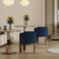 Modern Velvet Barrel Chair With Birch Legs