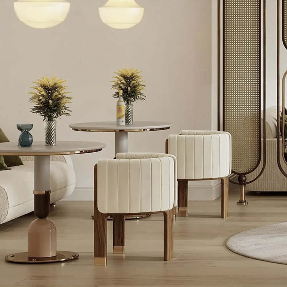 Modern Velvet Barrel Chair With Birch Legs