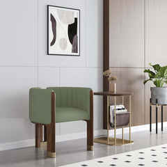 Modern Velvet Barrel Chair With Birch Legs
