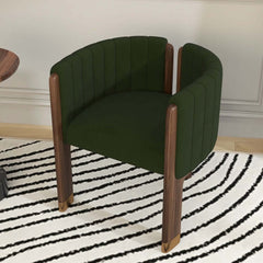 Modern Velvet Barrel Chair With Birch Legs