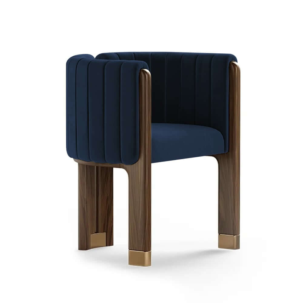 Modern Velvet Barrel Chair With Birch Legs