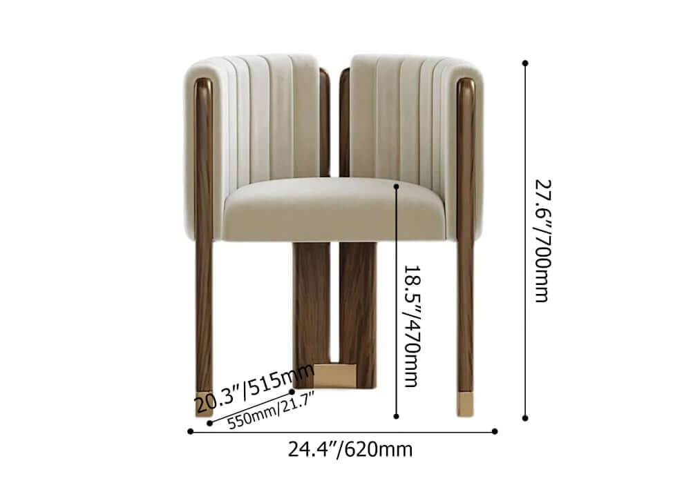 Modern Velvet Barrel Chair With Birch Legs Dimensions