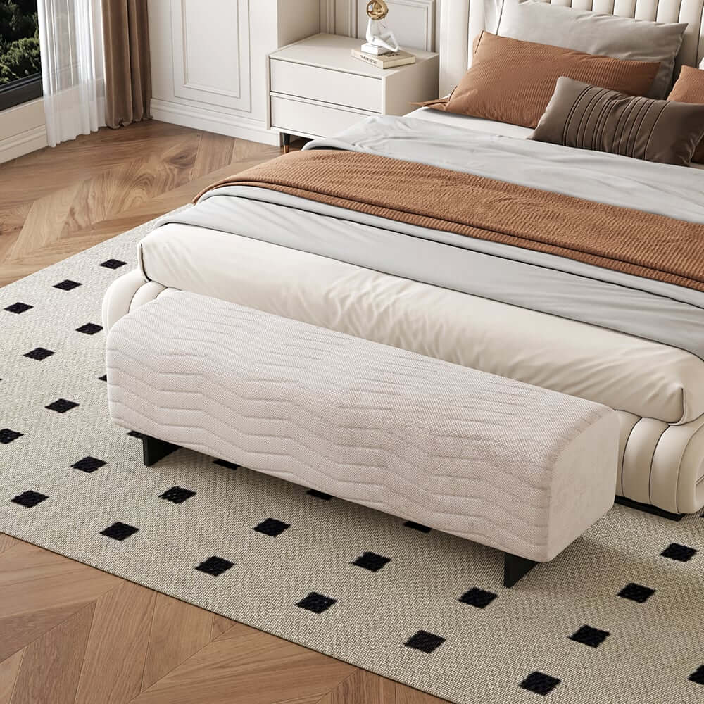 Modern Velvet Bedroom Bench with Stainless Steel Legs