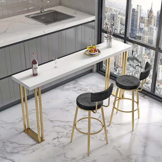 Modern Velvet Counter Stool With Gold Legs And Footrest