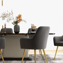 Modern Velvet Dining Chair Set With Metal Legs