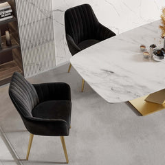 Modern Velvet Dining Chair Set With Metal Legs