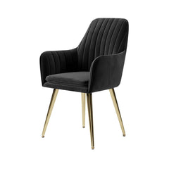 Modern Velvet Dining Chair Set With Metal Legs
