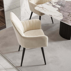 Modern Velvet Dining Chair Set With Metal Legs