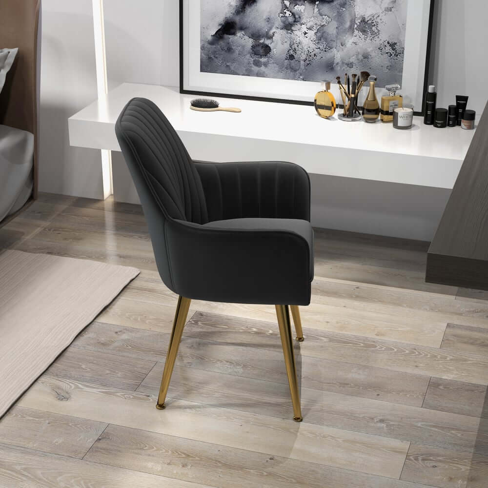 Modern Velvet Dining Chair Set With Metal Legs